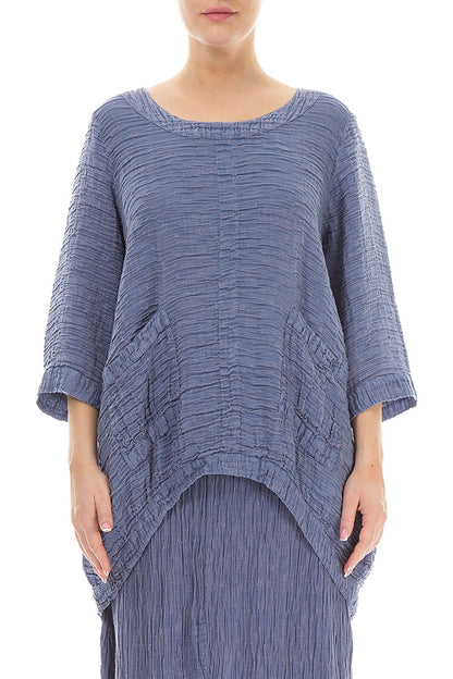 Longer Back Crinkled Blue Nova Tunic 1