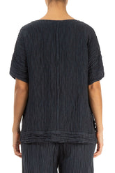 Longer Back Crinkled Graphite Silk Blouse 2