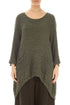 Longer Back Crinkled Green Khaki Silk Tunic 1