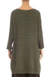 Longer Back Crinkled Green Khaki Silk Tunic 2