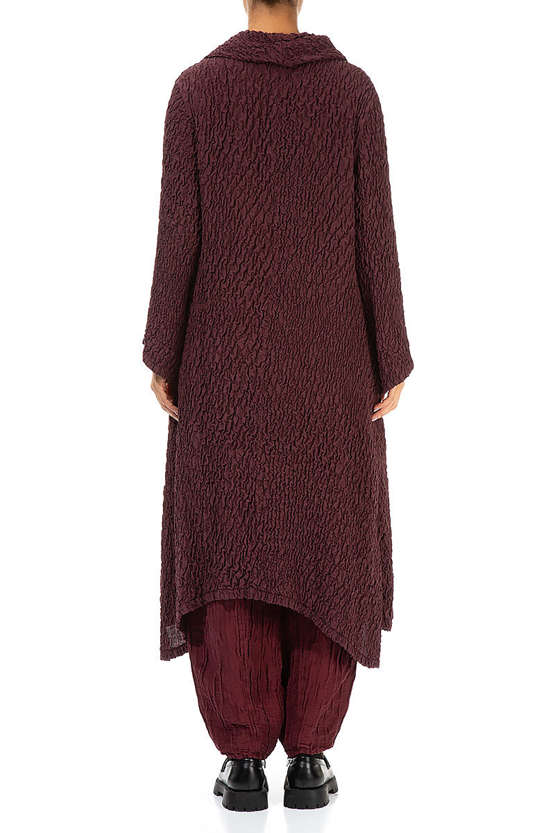 Longer Back Crinkled Wine Silk Tunic 2