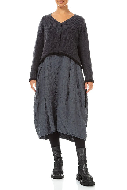 Longer Back Dark Grey Wool Cardigan 4