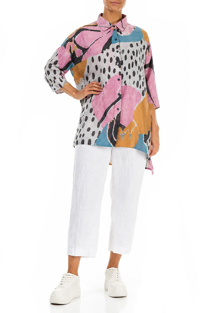 Longer Back Desert Bloom Linen Shirt