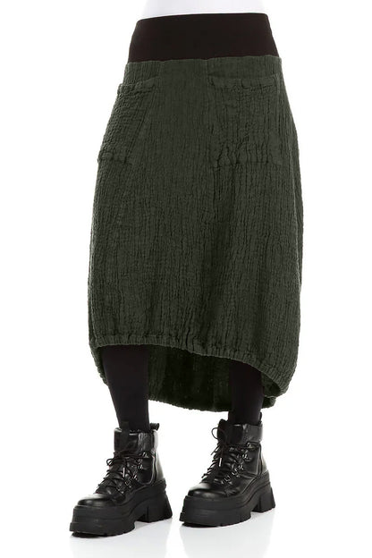 Longer Back Forest Mist Textured Linen Skirt 3