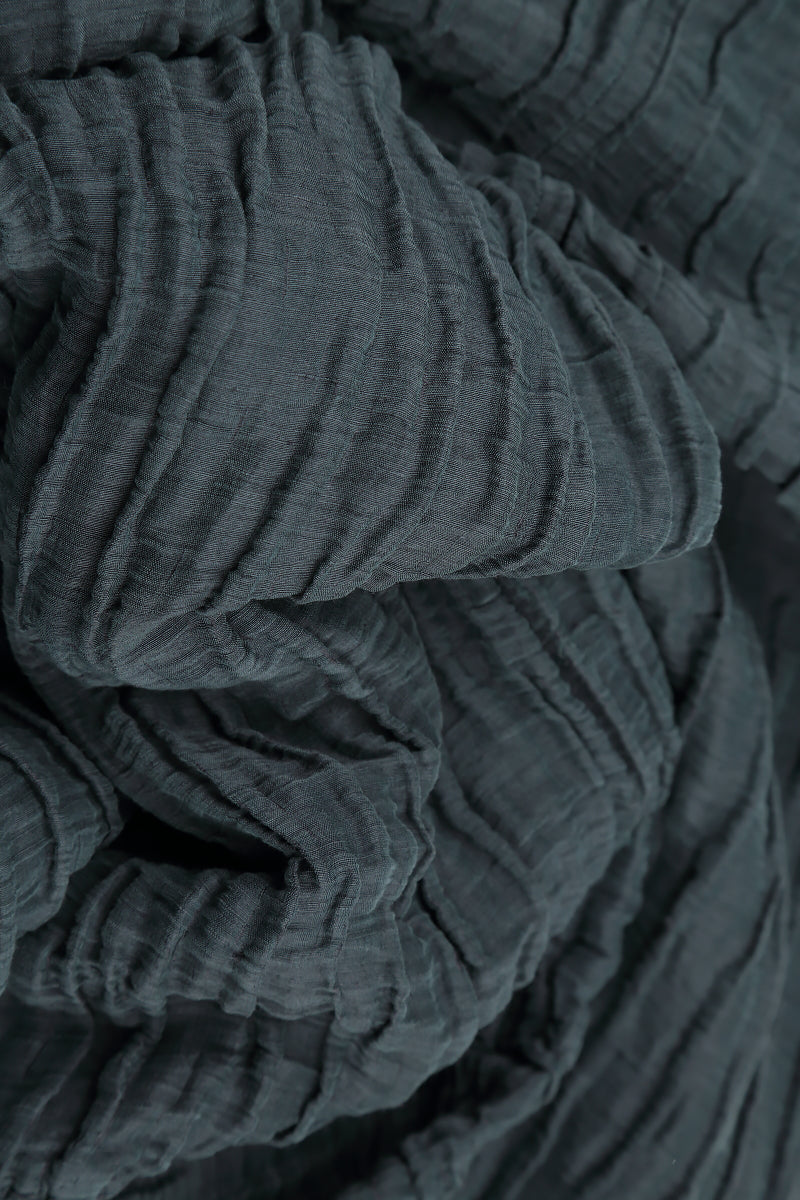 Longer Back Graphite Crinkled Silk Linen Jacket 5