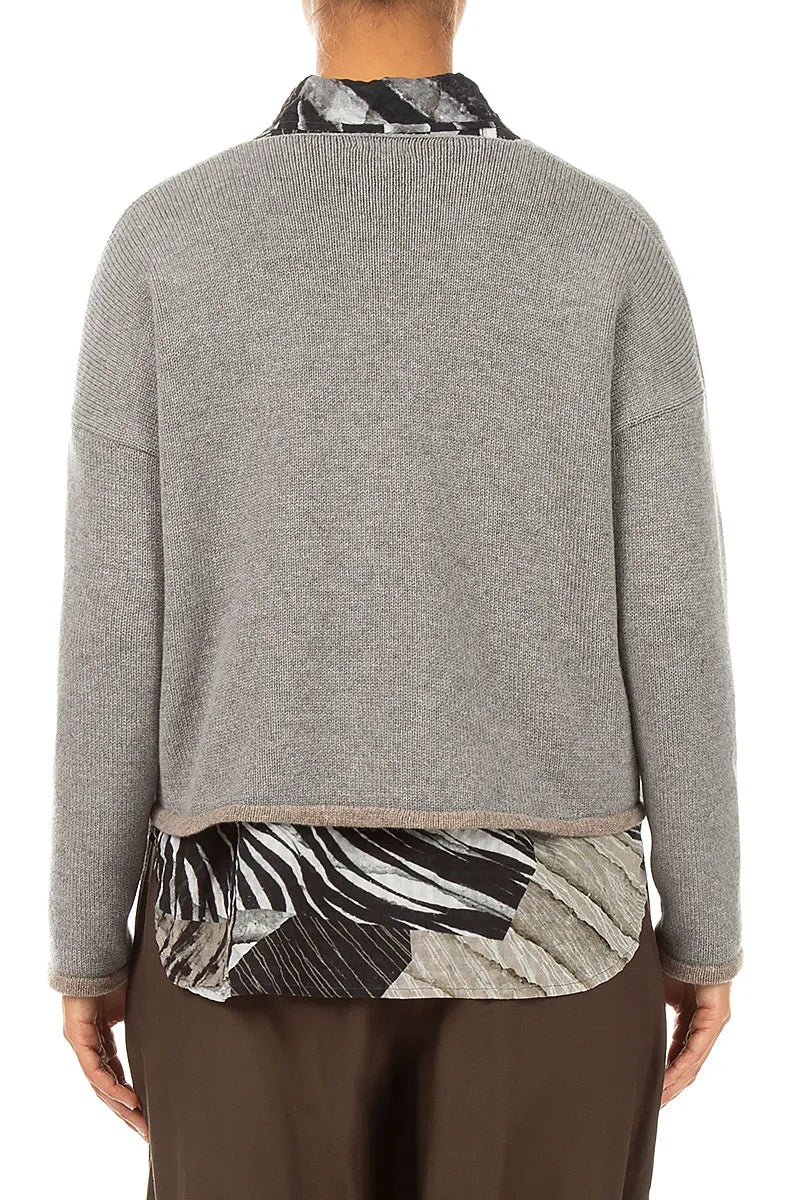 Longer Back Light Grey Cashmere Cardigan 2