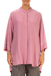 Longer Back Mauve Taupe Silk Bamboo Shirt 1