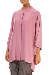 Longer Back Mauve Taupe Silk Bamboo Shirt 3