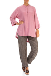 Longer Back Mauve Taupe Silk Bamboo Shirt 4