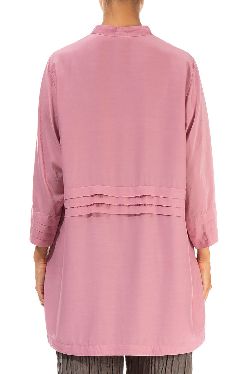Longer Back Mauve Taupe Silk Bamboo Shirt 2