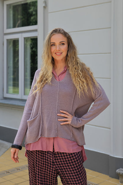 Longer Back Mauve Taupe Silk Bamboo Shirt 6