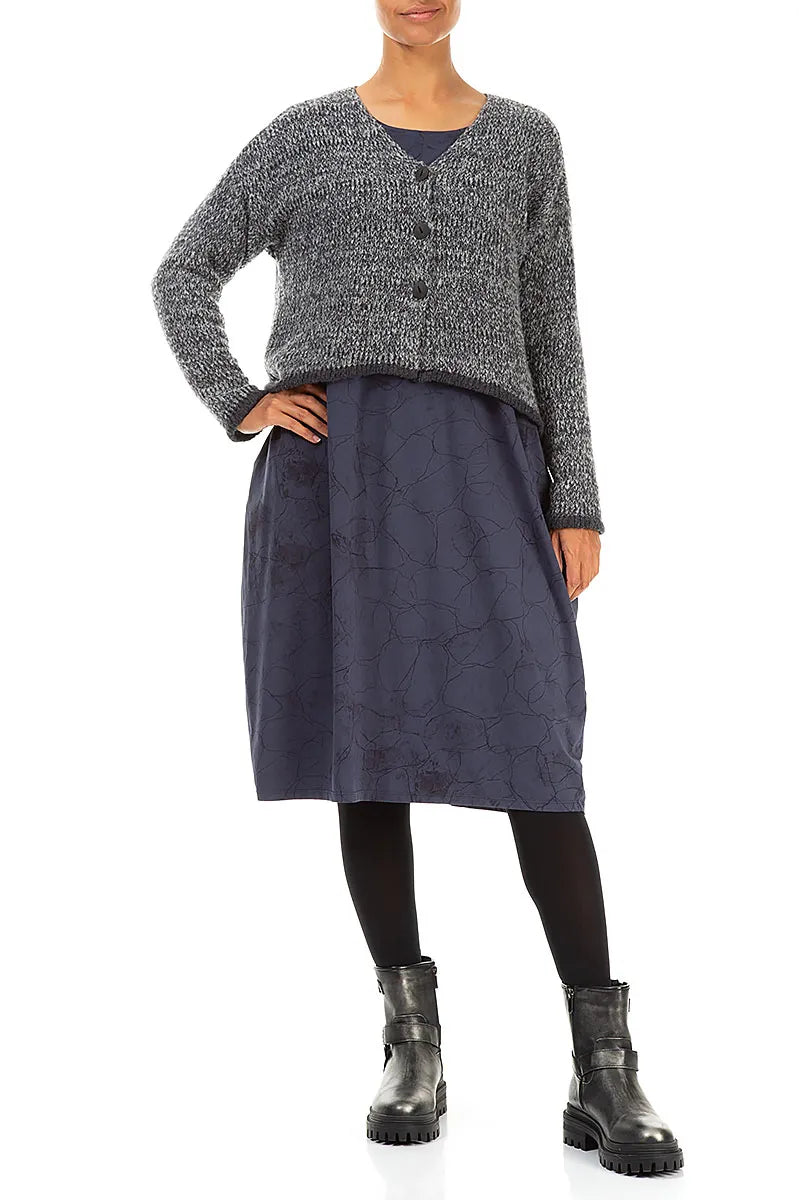 Longer Back Mélange Slate Grey Wool Cardigan 4