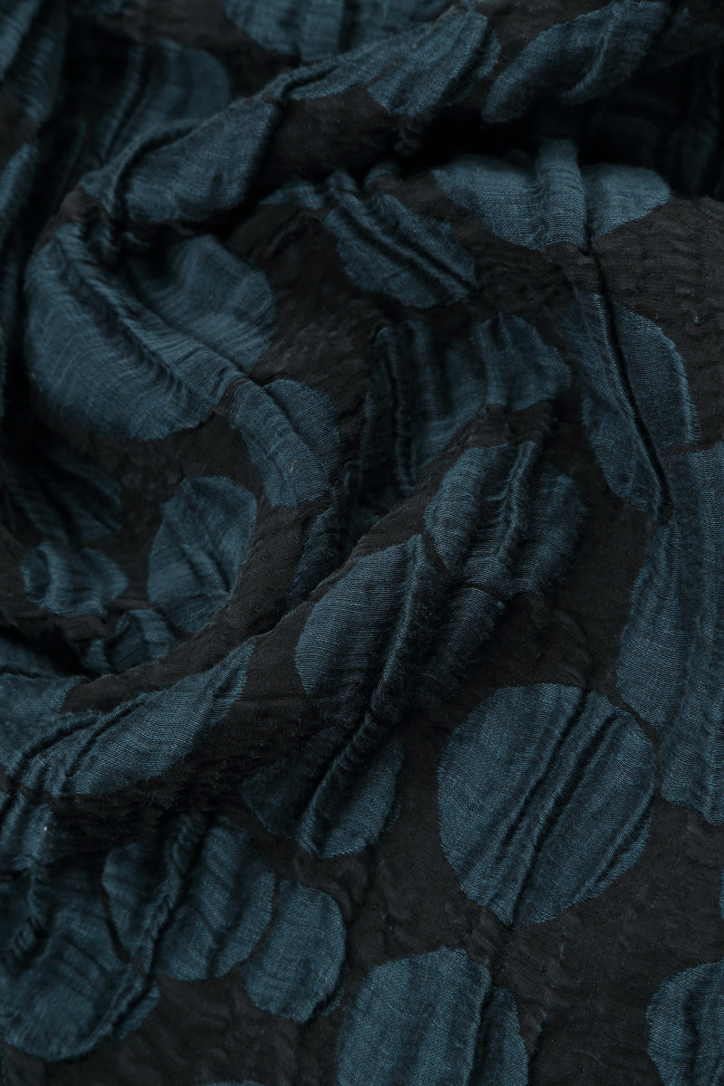 Longer Back Midnight Blue Circle Silk Linen Skirt 4