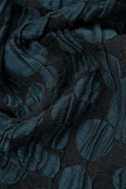 Longer Back Midnight Blue Circle Silk Linen Skirt 4