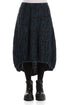 Longer Back Midnight Blue Circle Silk Linen Skirt 1