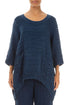 Longer Back Navy Crinkled Silk Tunic 1