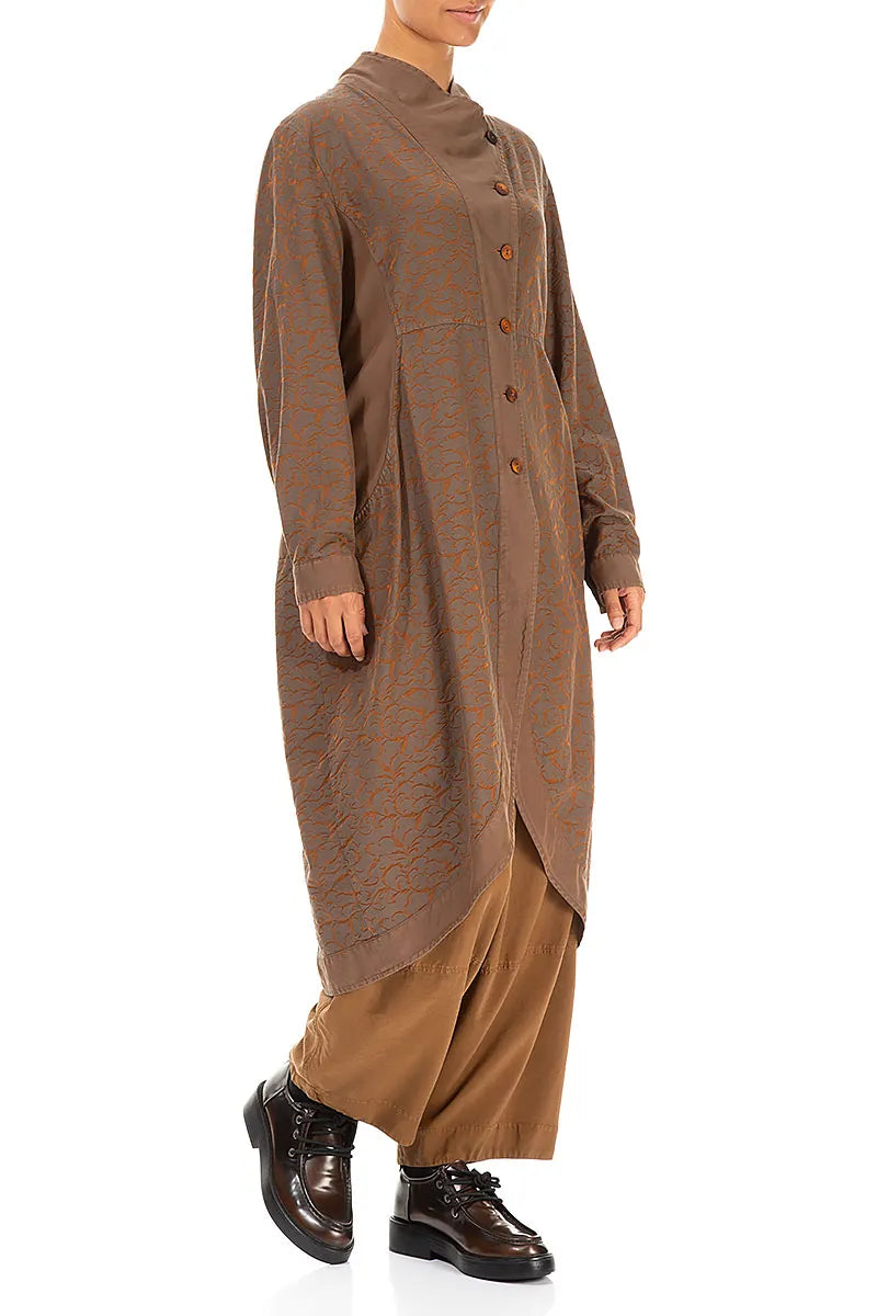 Longer Back Ornamented Aged Copper Silk Cotton Jacket 4