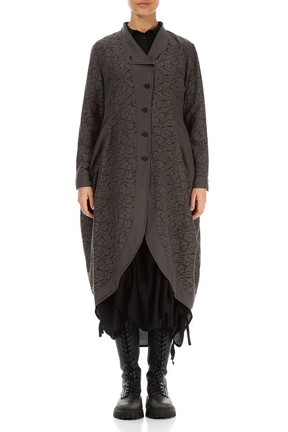 Longer Back Ornamented Forest Brown Silk Cotton Jacket 2