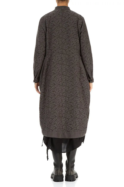 Longer Back Ornamented Forest Brown Silk Cotton Jacket 3