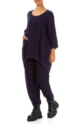 Longer Back Royal Purple Textured Linen Tunic 4
