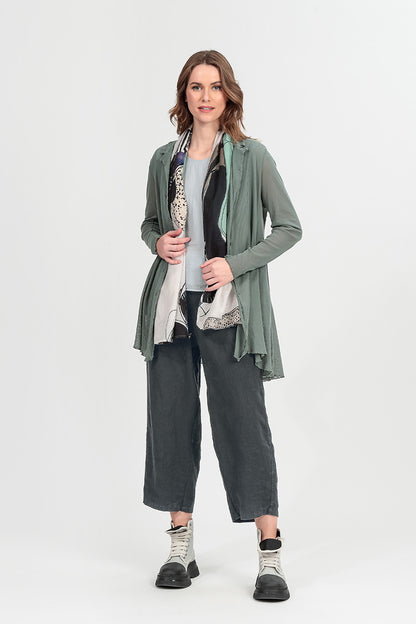 Longer Back Sage Mesh Soft Cotton Jacket 6
