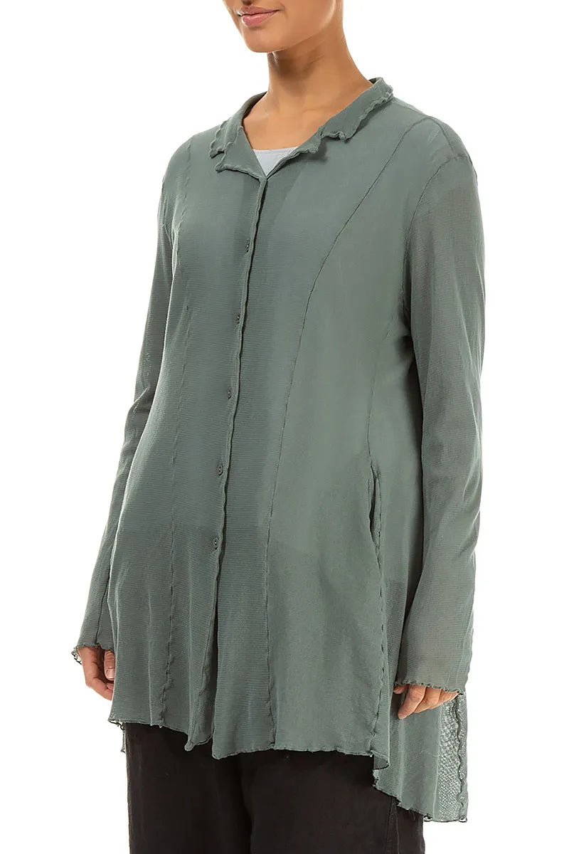 Longer Back Sage Mesh Soft Cotton Jacket 3