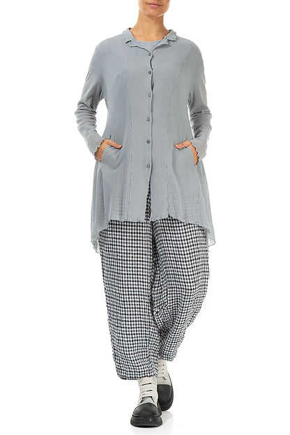 Longer Back Silver Grey Mesh Soft Cotton Jacket 4