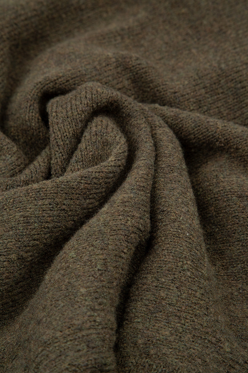 Longer Back Turtleneck Khaki Wool Sweater 6