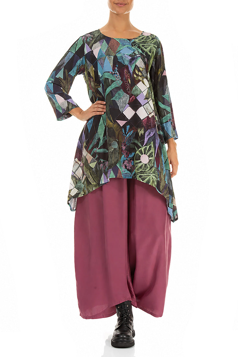 Longer Edges Art Mosaic Silk Bamboo Tunic 4