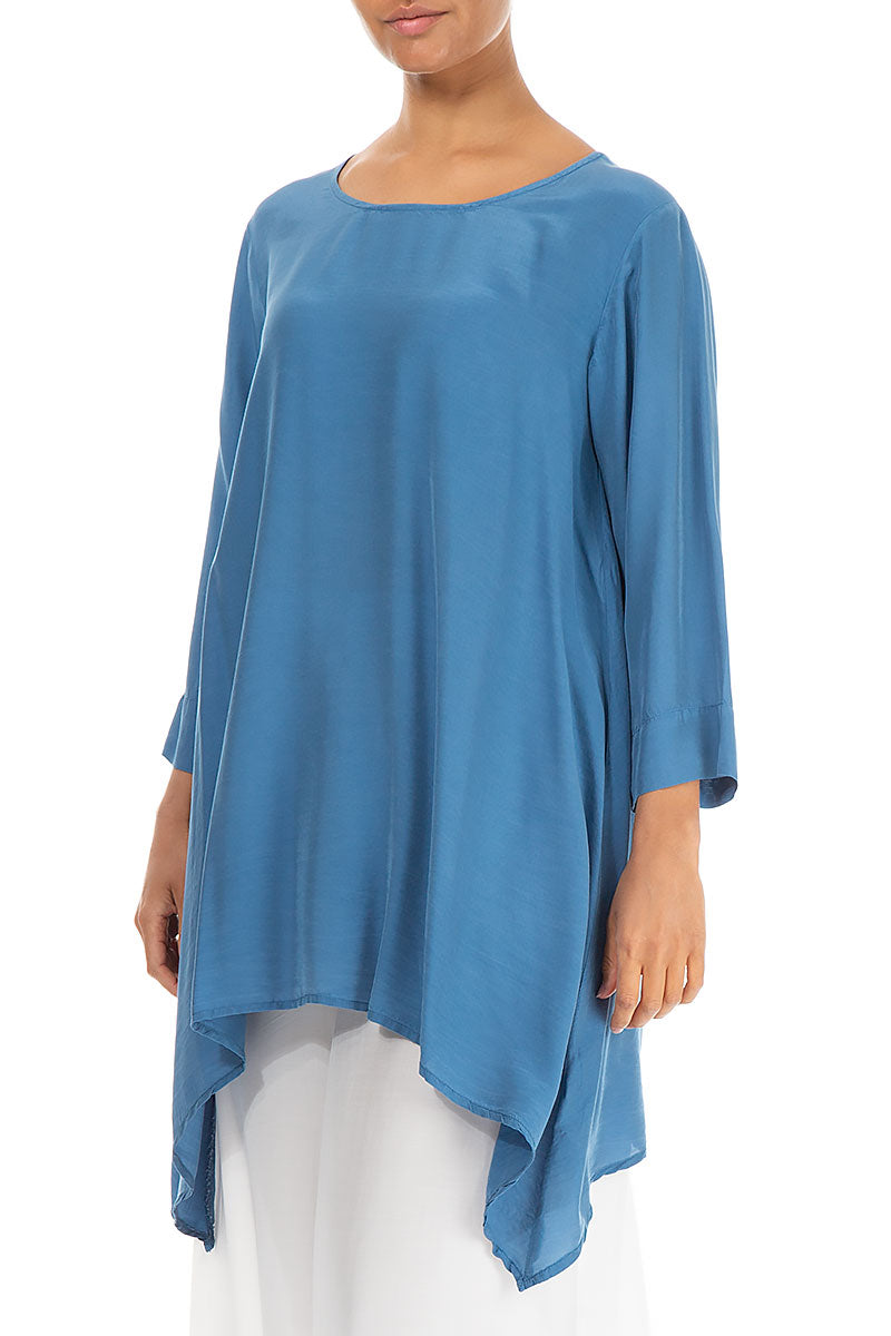 Longer Edges Atlantic Blue Silk Bamboo Tunic 2