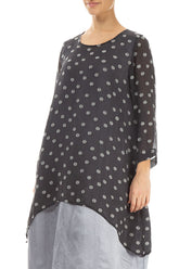 Longer Edges Dotty Anthracite Silk Tunic 3