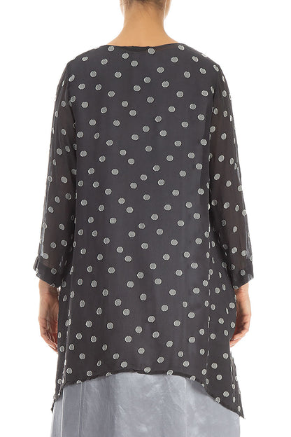 Longer Edges Dotty Anthracite Silk Tunic 2