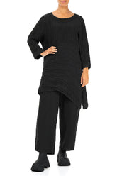 Longer Sides Crinkled Black Silk Tunic 4