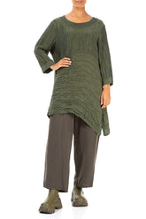 Longer Sides Crinkled Khaki Silk Tunic 4