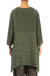 Longer Sides Crinkled Khaki Silk Tunic 2