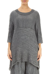 Longer Sides Crinkled Silver Silk Tunic 1