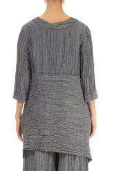 Longer Sides Crinkled Silver Silk Tunic 2