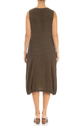 Longer Sides Khaki Textured Linen Dress 2