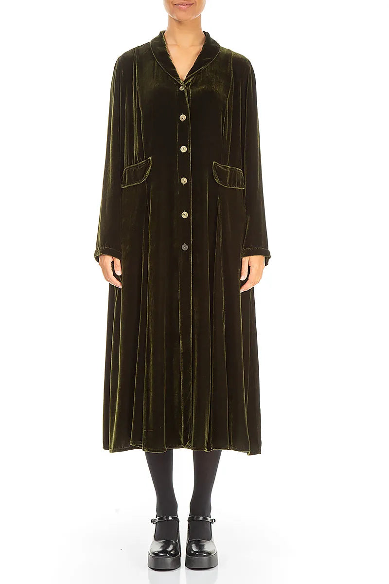 Longline Forest Mist Silk Velvet Jacket 1