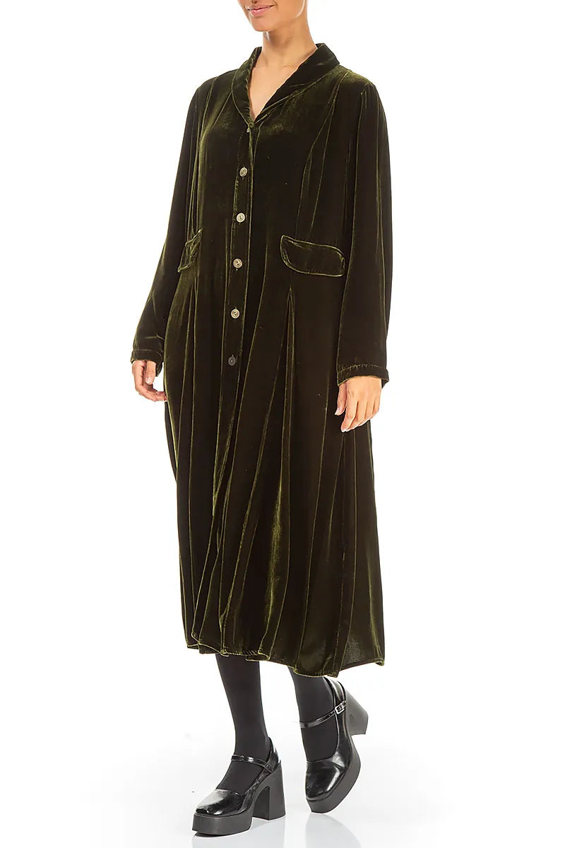 Longline Forest Mist Silk Velvet Jacket 3