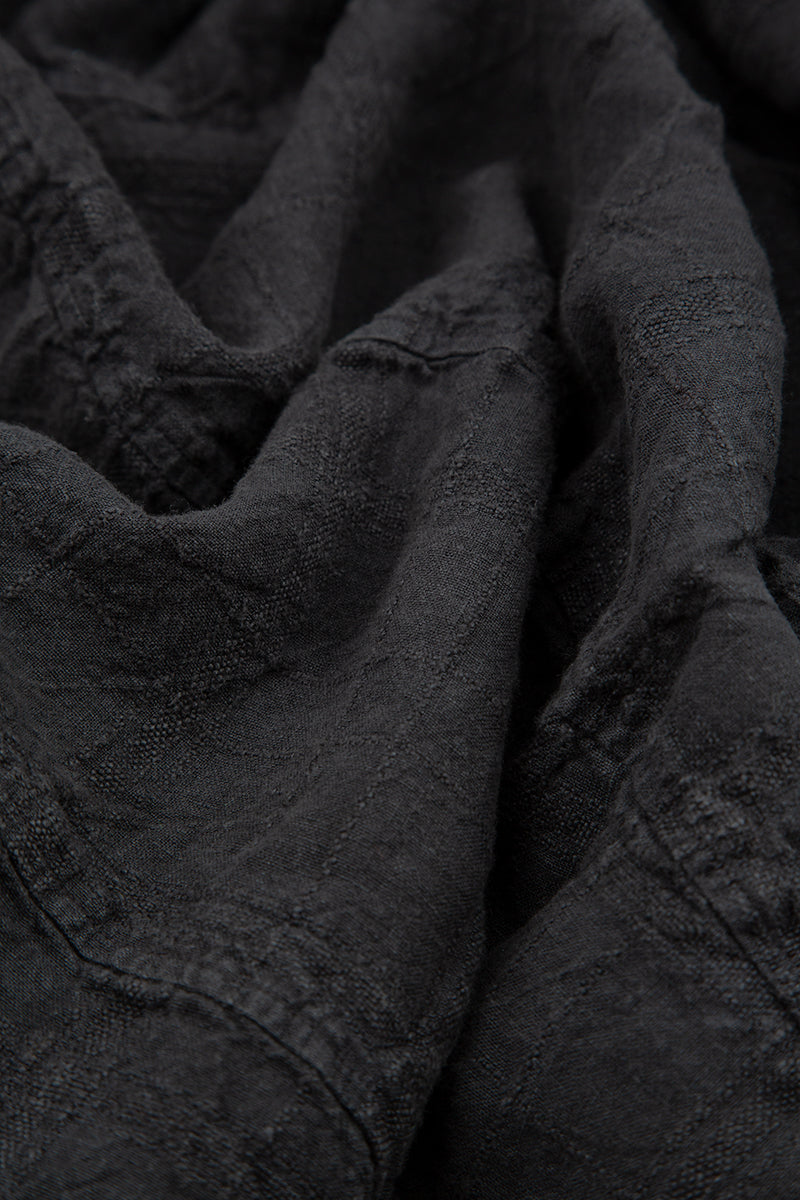 Loose Anthracite Patterned Linen Trousers 5