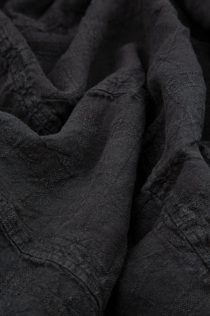 Loose Anthracite Patterned Linen Trousers 5