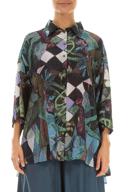 Chemise en soie texturée Mosaïque d&
