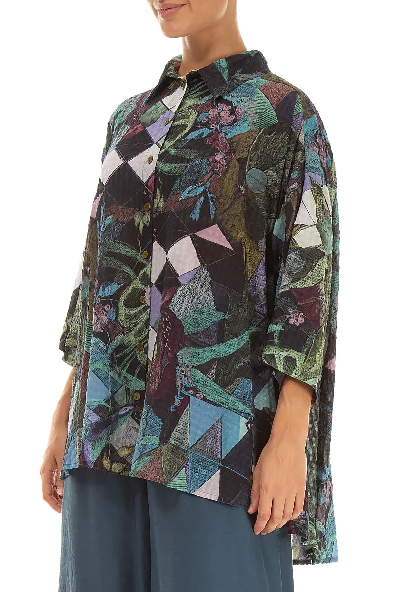 Chemise en soie texturée Mosaïque d&