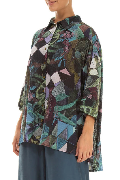 Chemise en soie texturée Mosaïque d&