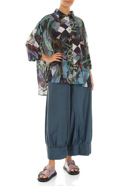 Chemise en soie texturée Mosaïque d&