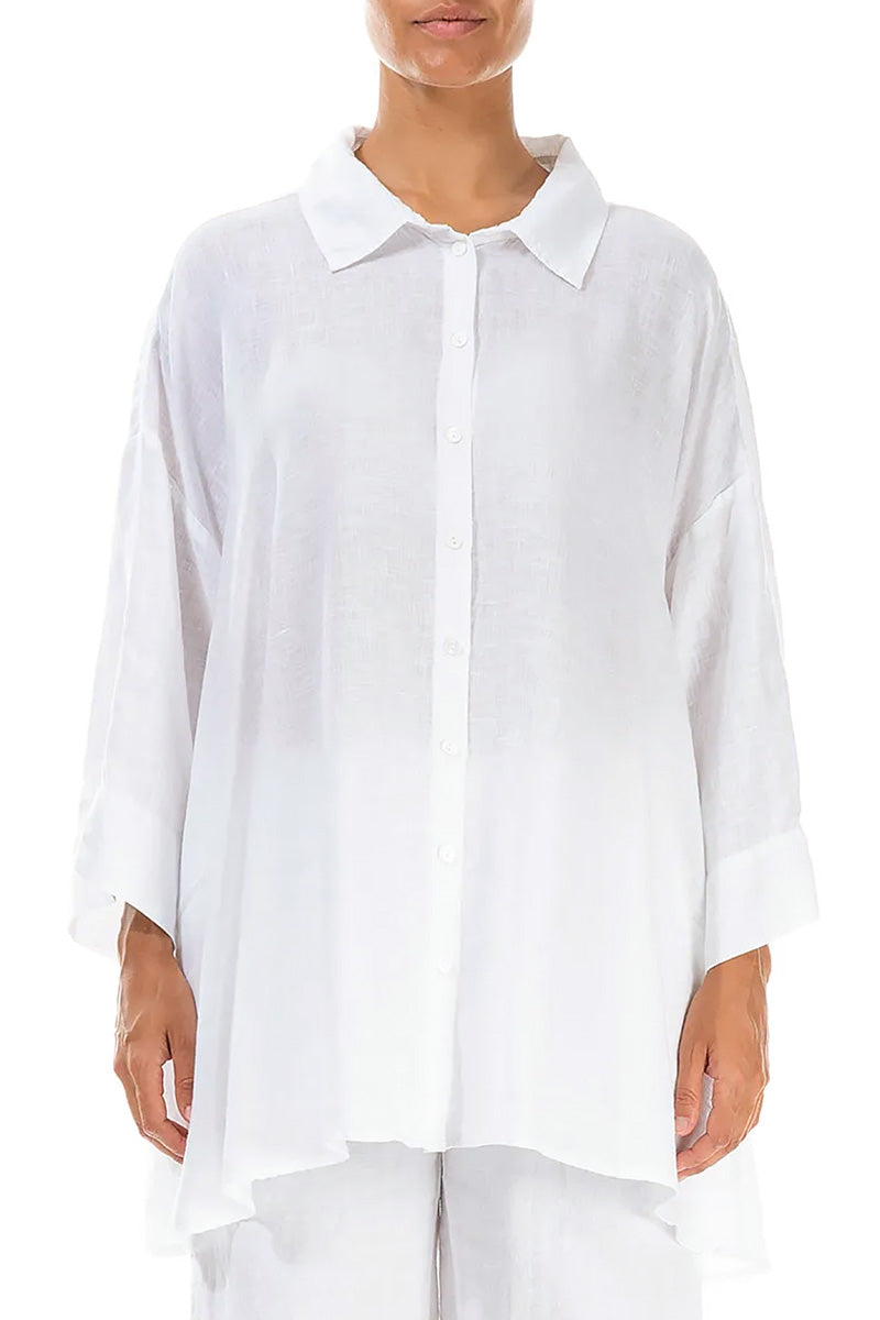 Loose Artique White Linen Shirt 1