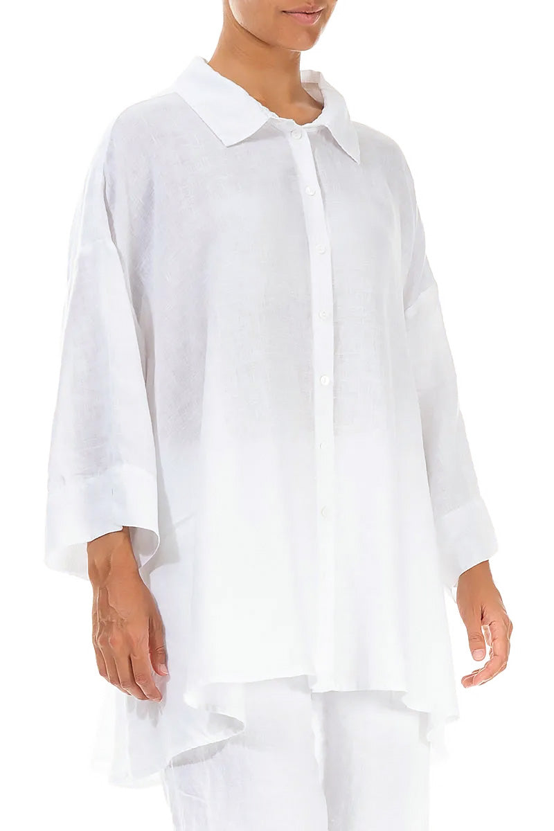 Loose Artique White Linen Shirt 3