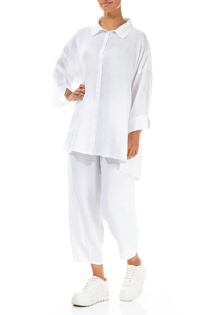 Loose Artique White Linen Shirt 4