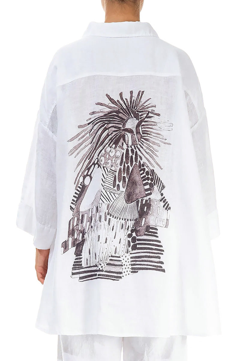 Loose Artique White Linen Shirt 2
